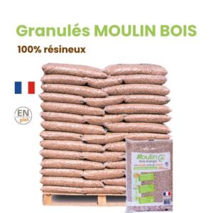 Granulés Moulin Bois 100% résineux – Palette 65 sacs de 15 kg